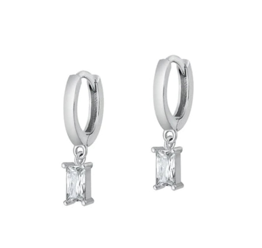 Silver Earrings - Hoop w/ Charm EC411643