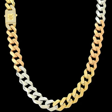 14KT Lightweight Tricolor Monaco Necklace 7mm