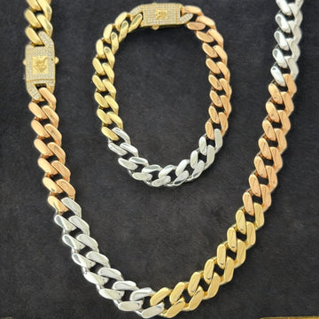 14KT Lightweight Tricolor Monaco Necklace 7mm