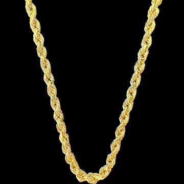 14KT Real Gold Rope Necklace, Hollow 5mm