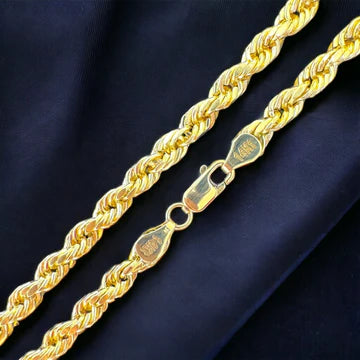 14KT Real Gold Rope Necklace, Hollow 5mm