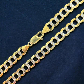 14KT Solid Cuban Pave Necklace 7mm