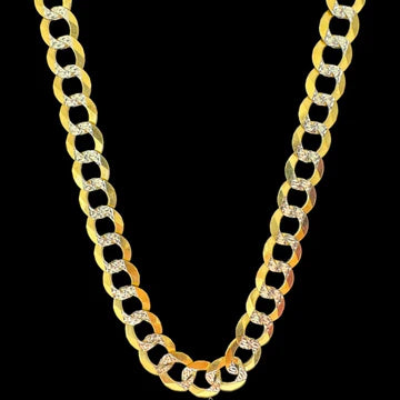 14KT Solid Cuban Pave Necklace 7mm