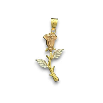 14KT Tricolor Gold Rosebud Pendant