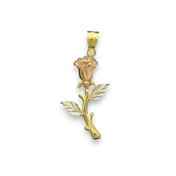 14KT Tricolor Gold Rosebud Pendant