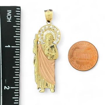 14KT Two-Tone Gold Saint Jude Pendant.