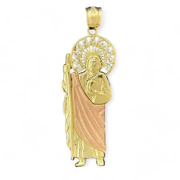 14KT Two-Tone Gold Saint Jude Pendant.