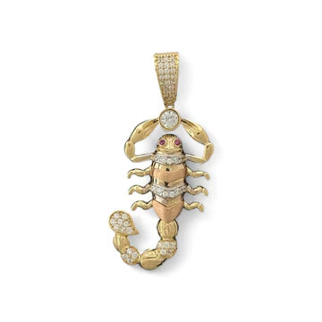 14KT Two-Tone Gold Scorpion Pendant with Ruby Eyes