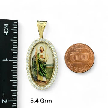 14KT Yellow Gold Enamel Saint Jude Pendants