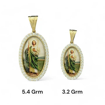 14KT Yellow Gold Enamel Saint Jude Pendants