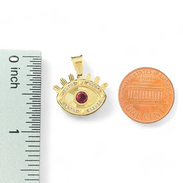 14KT Yellow Gold Evil Eye Pendant with CZ Accents