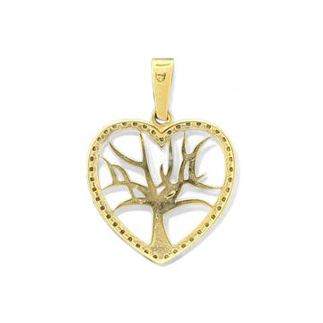 14KT Yellow Gold Heart Shaped Tree Pendant