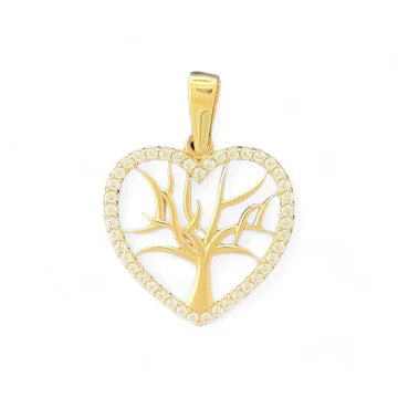 14KT Yellow Gold Heart Shaped Tree Pendant