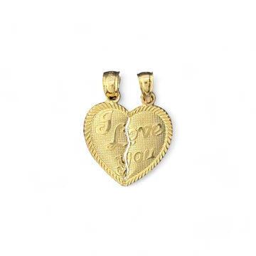 14KT Yellow Gold "I Love You" Breakable Heart Pendant