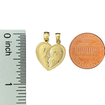 14KT Yellow Gold "I Love You" Breakable Heart Pendant