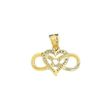 14KT Yellow Gold Infinity Heart Pendants with CZ Accents