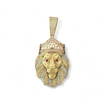 14KT Yellow Gold Lion Head Pendant with Crown