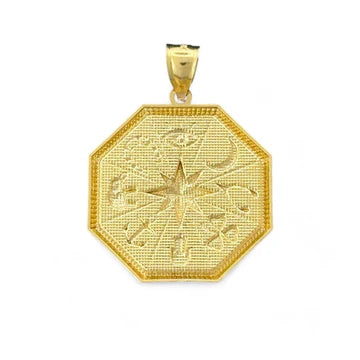 14KT Yellow Gold Octagonal Lucky Pendant