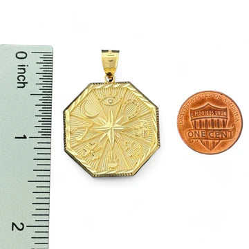 14KT Yellow Gold Octagonal Lucky Pendant