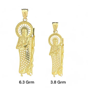 14KT Yellow Gold Saint Jude Pendants With Green CZ Stones