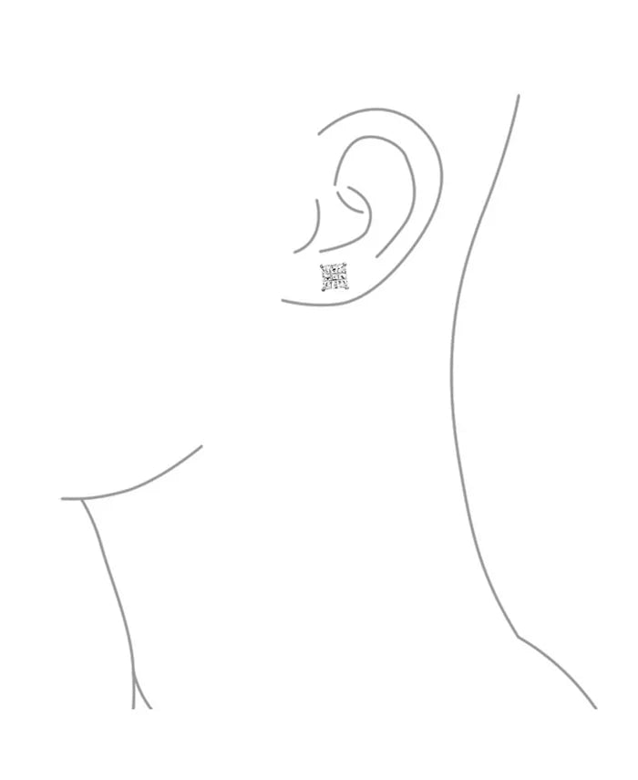 Square Invisible Cut Clear CZ Earrings 7 mm 7 mm ECZ22007-CR