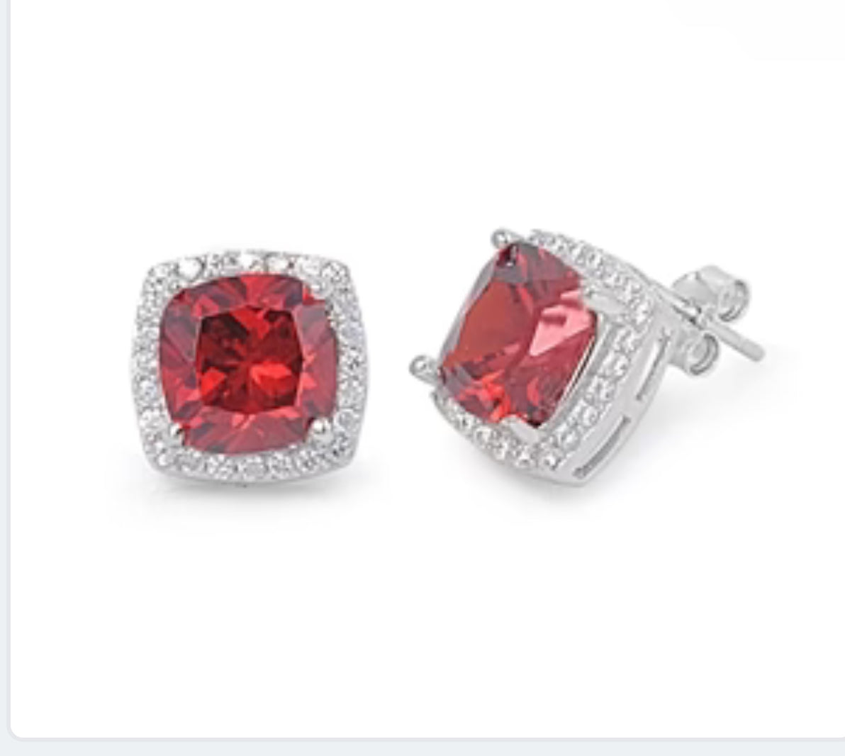 Red Silver Earrings with CZ   EC410977-GN