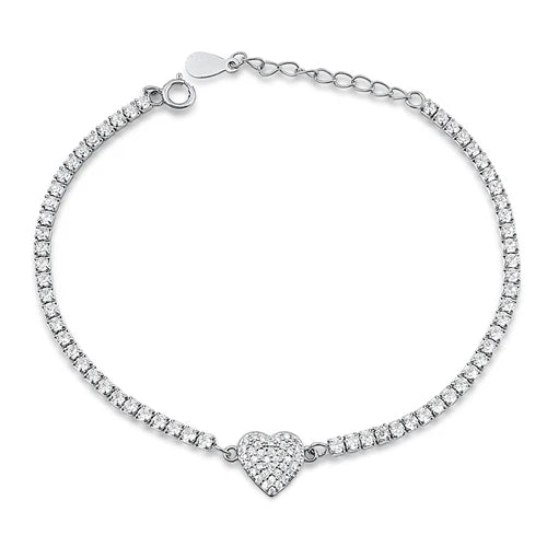 Silver CZ Bracelet - Heart BC510629