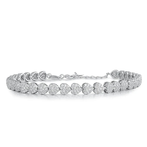 Silver CZ Bracelet - Hearts BC510642