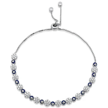 Silver CZ Bracelet - Evil Eye BC510644