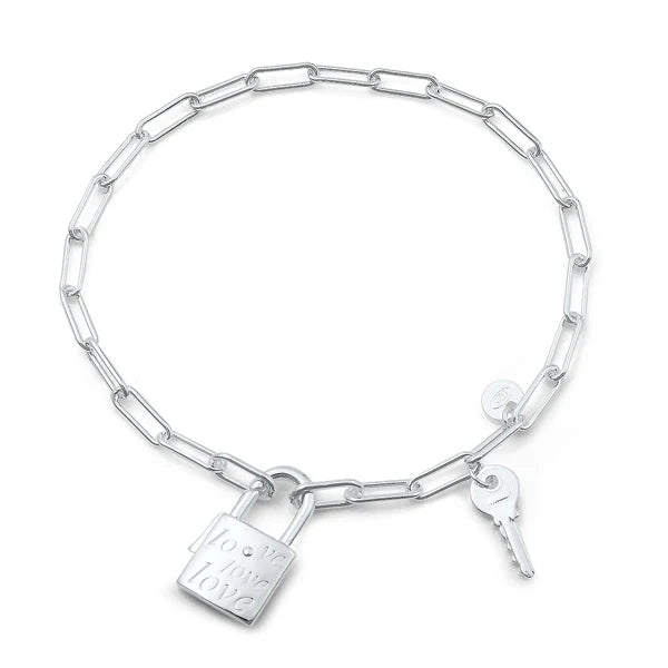 Silver Bracelet - Love Lock & Key BP538389