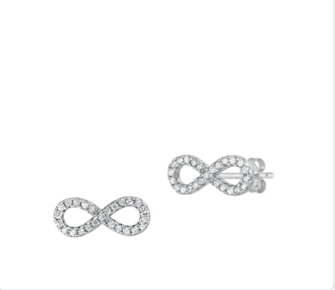 Silver CZ Earrings - Infinity