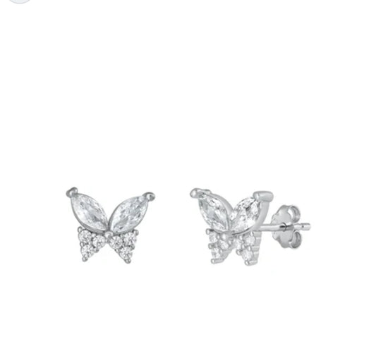 Butterfly Silver CZ Earrings EC411711