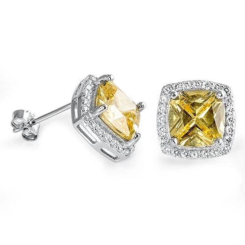 Silver  Yellow Topaz Earrings  EC410977-YL