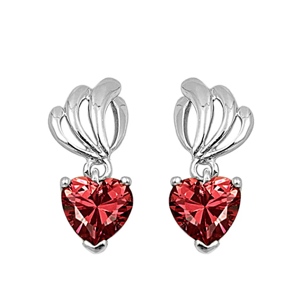 Silver  Earring Garnet CZ EC411013-GN