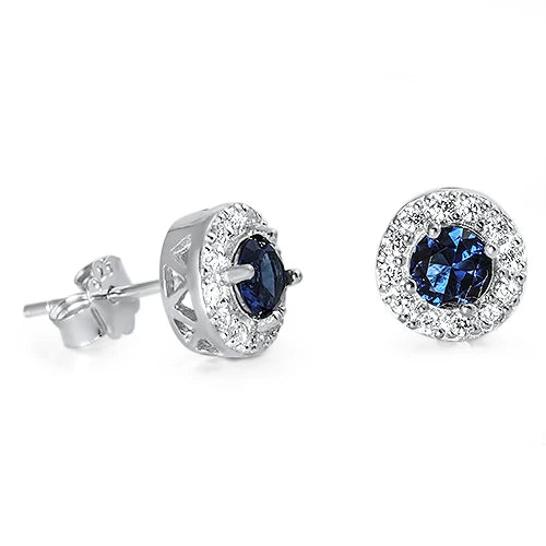 Silver Blue Sapphire  Earring  EC411024