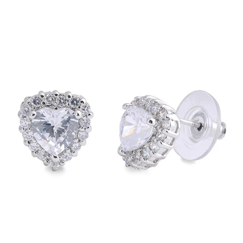 Silver heart CZ Earring EC411173)