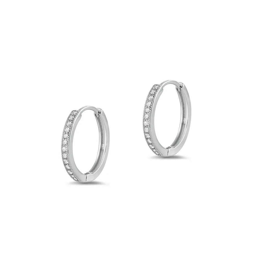 Silver CZ Huggie Hoops 10mm EC411432