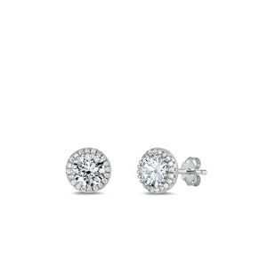 Round Silver CZ Earring EC411700