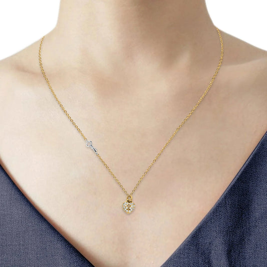 14K Two Tone Gold Micro Pave CZ Necklace 18 14KGOLD-NK-0116-TT-YG