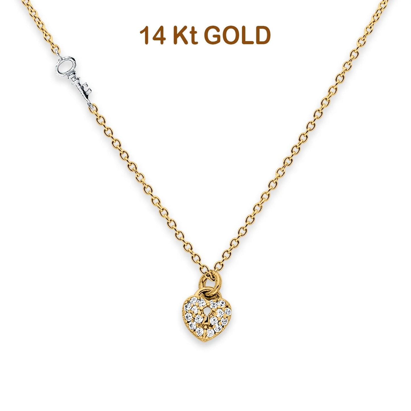 14K Two Tone Gold Micro Pave CZ Necklace 18 14KGOLD-NK-0116-TT-YG