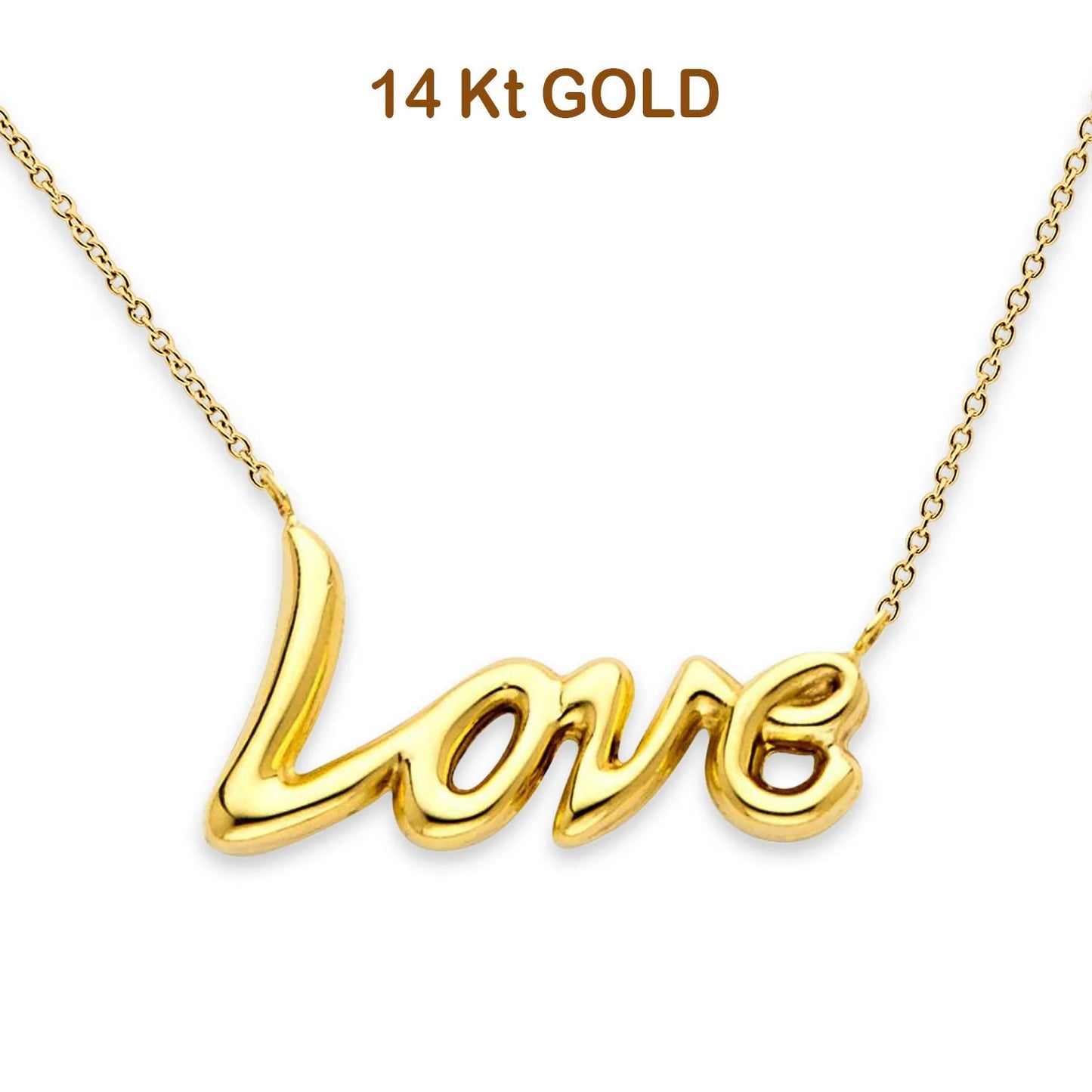 14K Yellow Gold Love Necklace 18 14KGOLD-NK-0146-YG