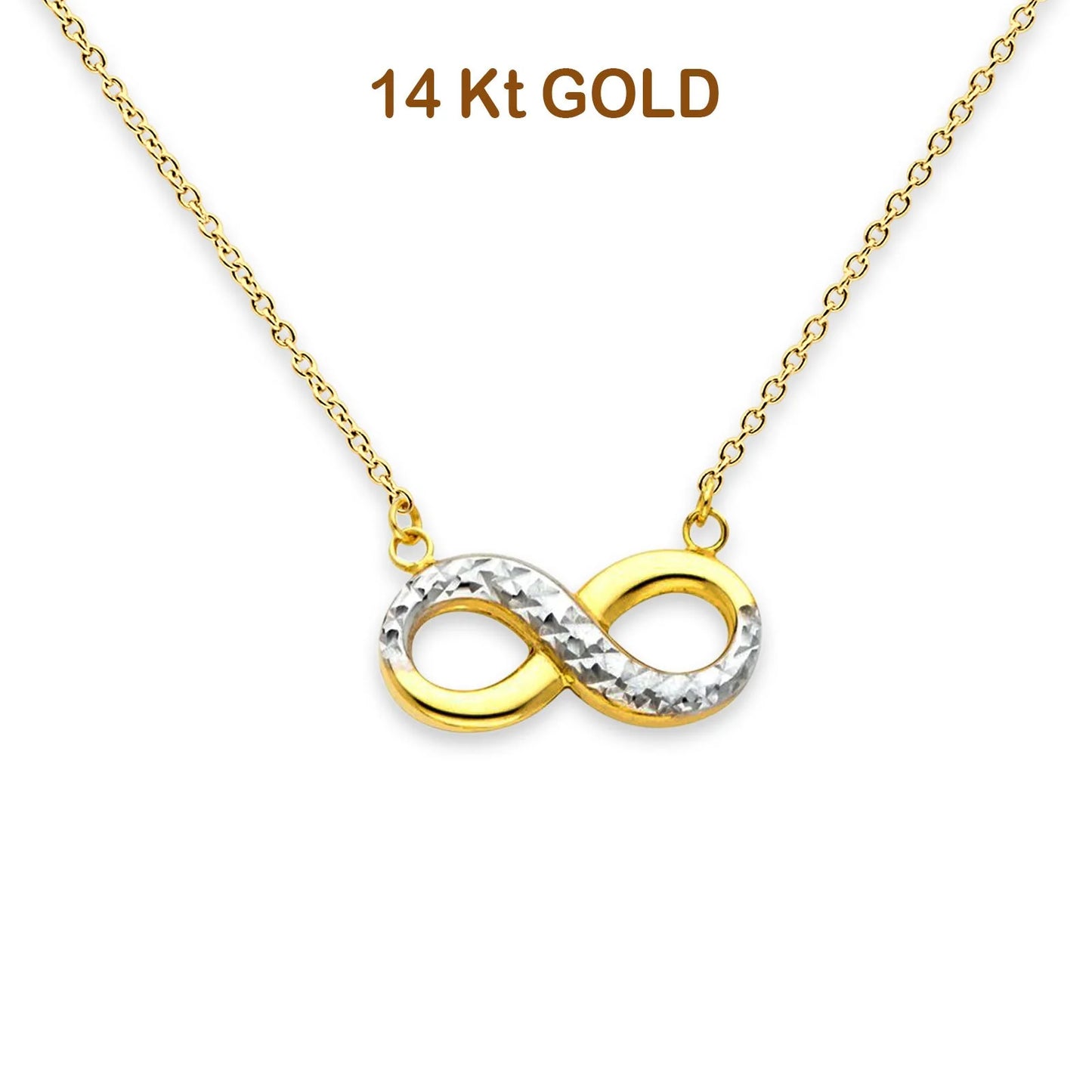 14K Two Tone Gold Infinity Necklace 18  14KGOLD-NK-0147-TT-YG