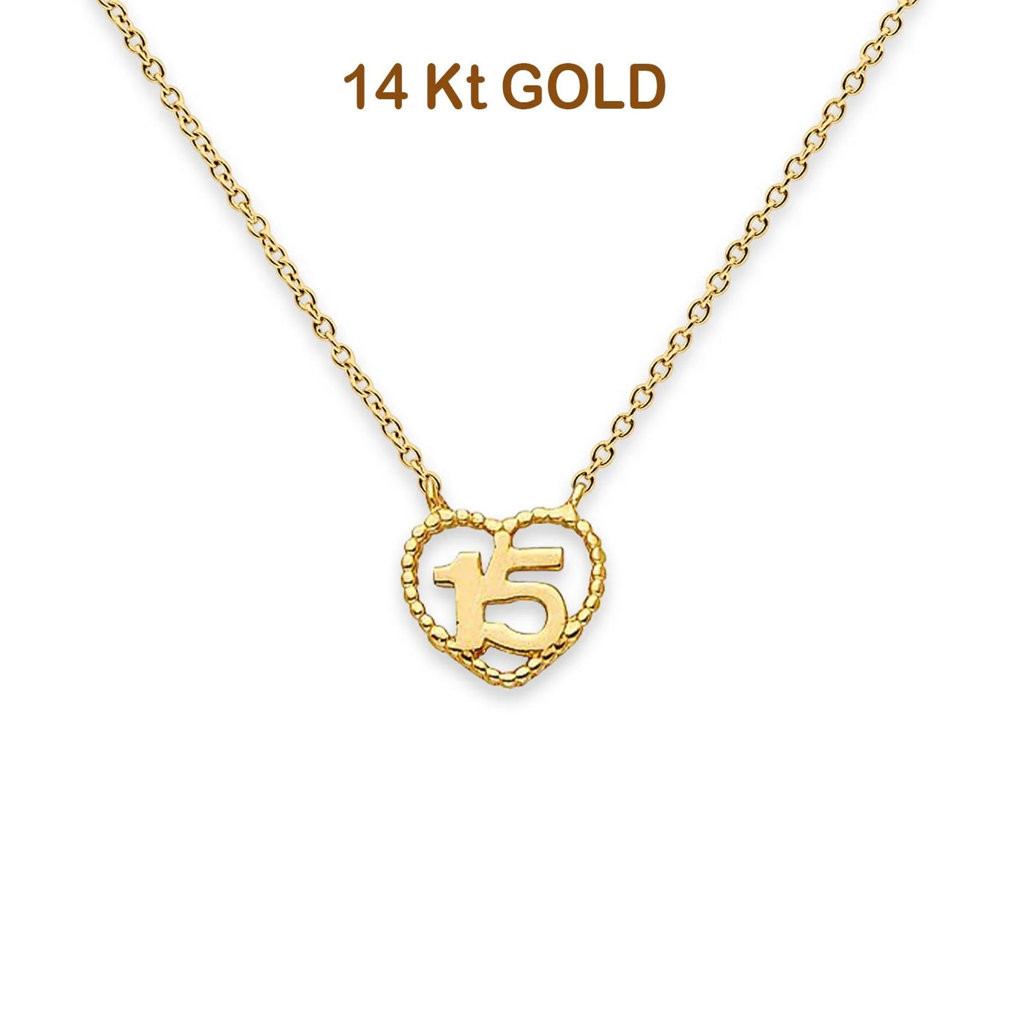 14K Yellow Gold Sweet 15 Necklace 18  14KGOLD-NK-0112-YG