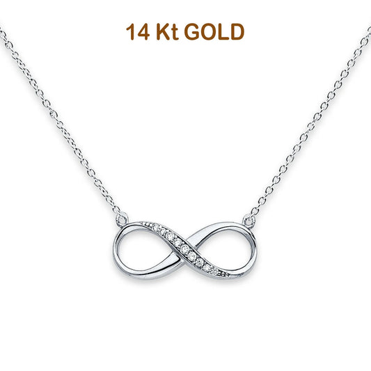 14K White Gold Infinity CZ Necklace 18 14KGOLD-NK-0135-WG