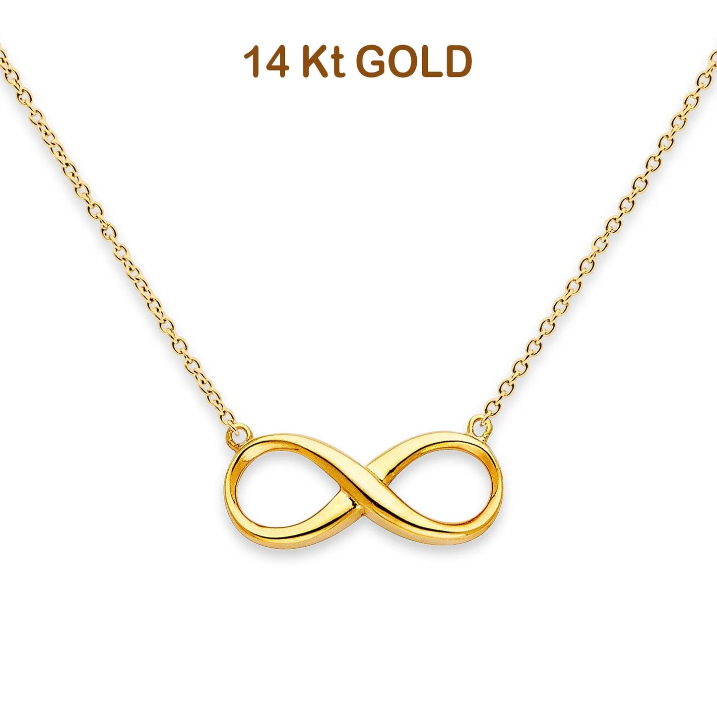 14K Yellow Gold Infinity Necklace 18  14KGOLD-NK-0211-YG