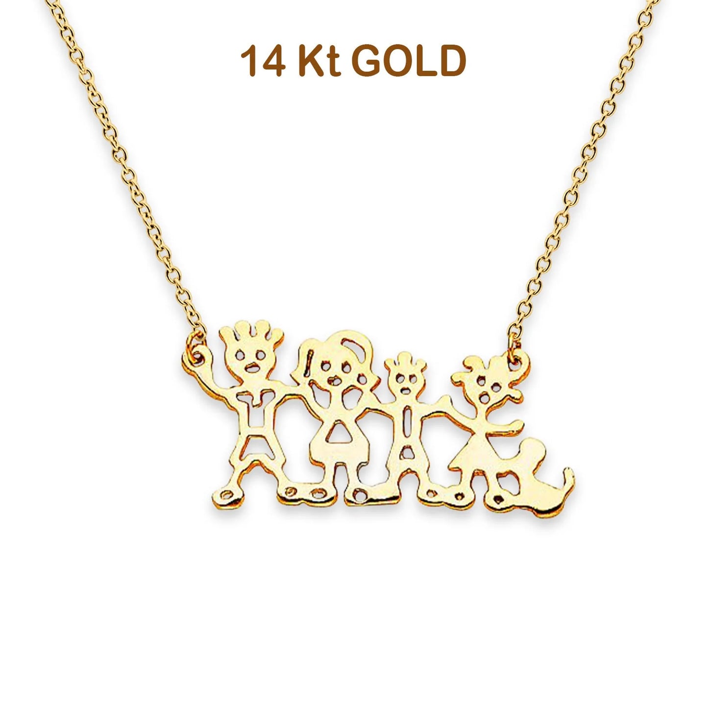 14K Yellow Gold Our Family Necklace 18