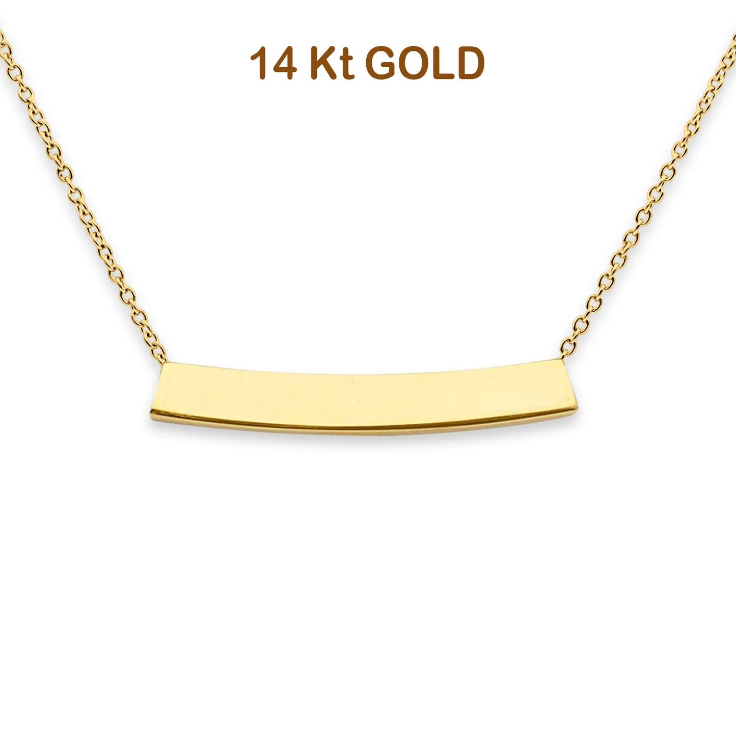 14K Yellow Gold Moving ID Bar Light Chain Necklace 18