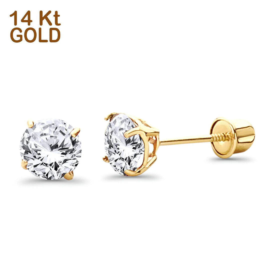 14K Yellow Gold 5mm Round Solitaire Cubic Zirconia 14KGOLD-BAE521-APR