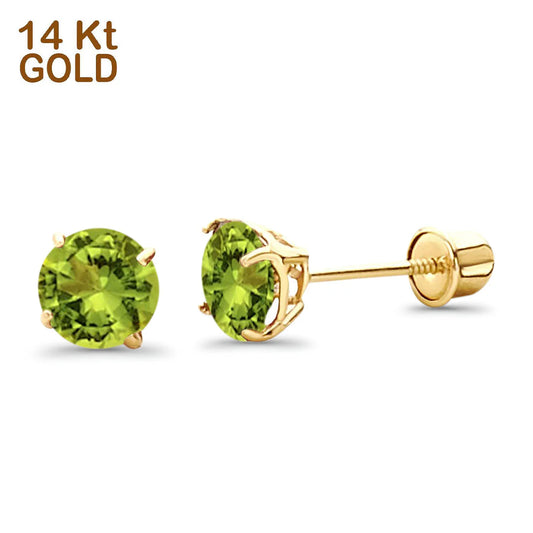 14K Yellow Gold 5mm Round Peridot  14KGOLD-BAE521-AUG