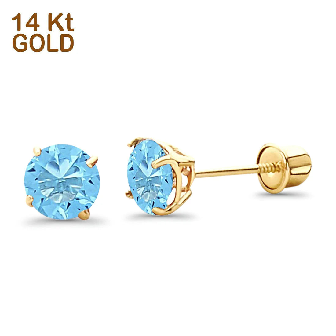 14K Yellow Gold 5mm Round Blue Topaz 14KGOLD-BAE521-DEC